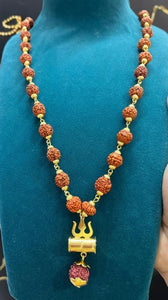 🕉️ Shiv Trishul Pendant with Rudraksha Chain